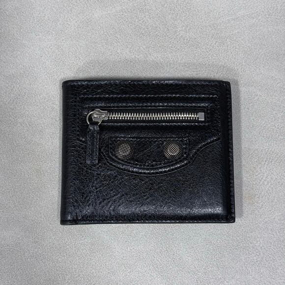 NEW Balenciaga Le Cagole Bifold Black Leather Wallet - Picture 1 of 7